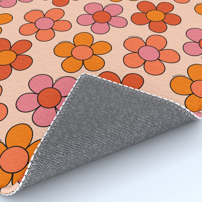 Groovy Flowers Print in Pink Rug Gallery Image 4