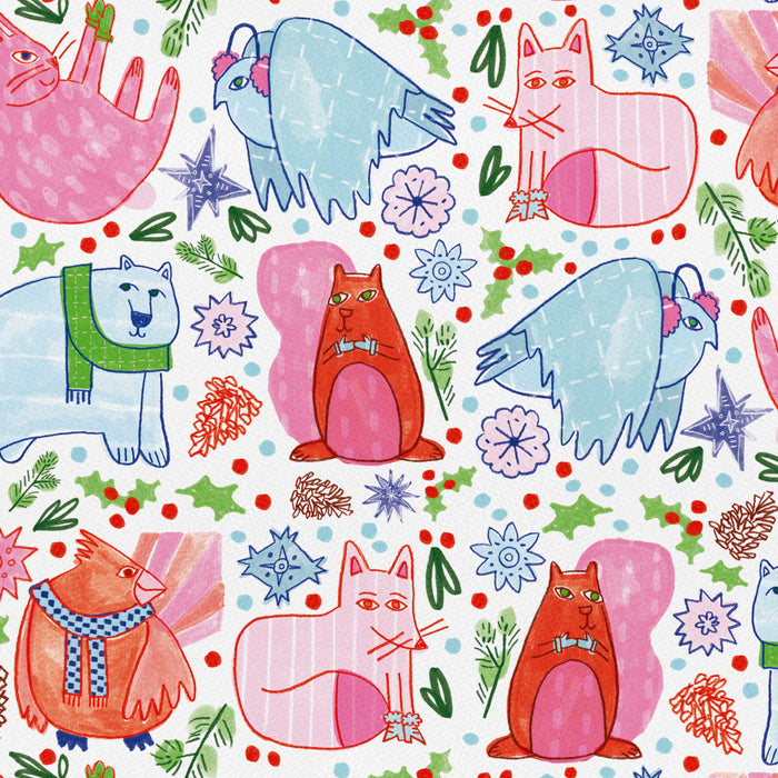Winter Forest Woodland Animals in Pink & Blue Coffee Mug Gallery Image 2