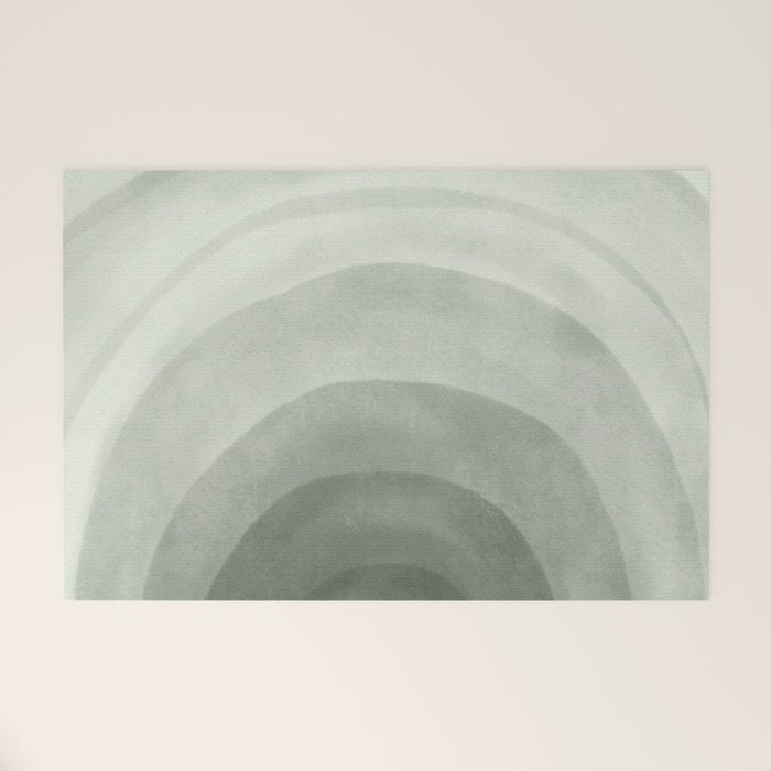 Sage green abstract watercolor rainbow Welcome Mat Gallery Image 1