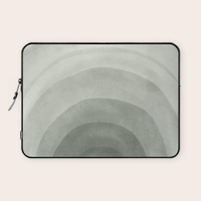 Sage green abstract watercolor rainbow Laptop Sleeve Gallery Image 1
