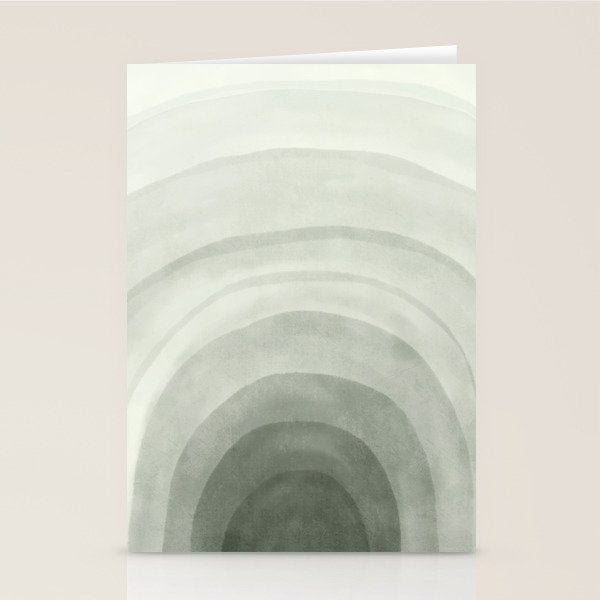 Sage green abstract watercolor rainbow Stationery Card Gallery Image 2