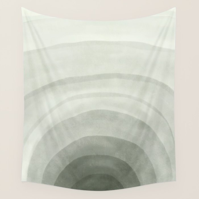 Sage green abstract watercolor rainbow Wall Tapestry Gallery Image 4