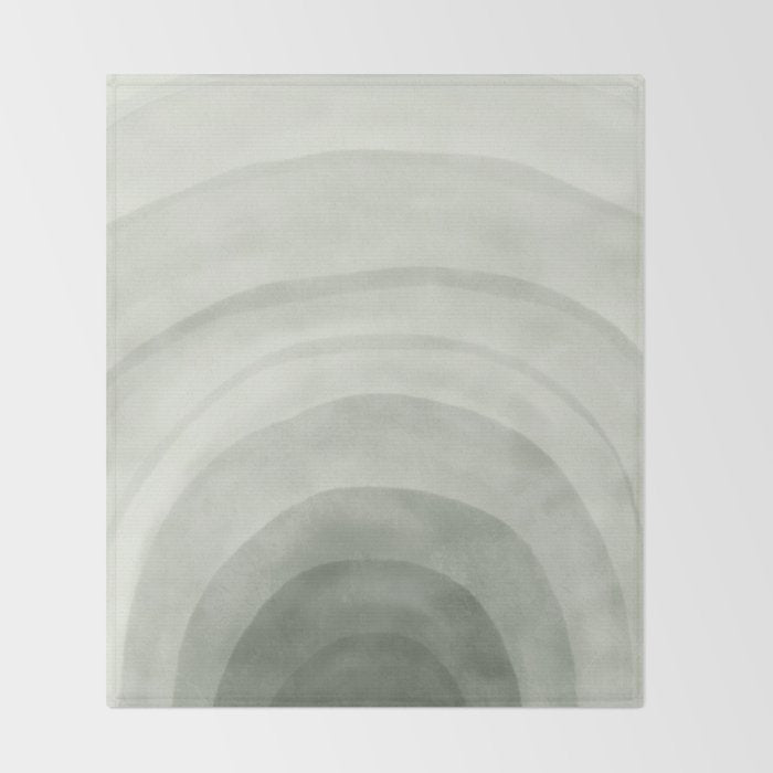 Sage green abstract watercolor rainbow Throw Blanket Gallery Image 2