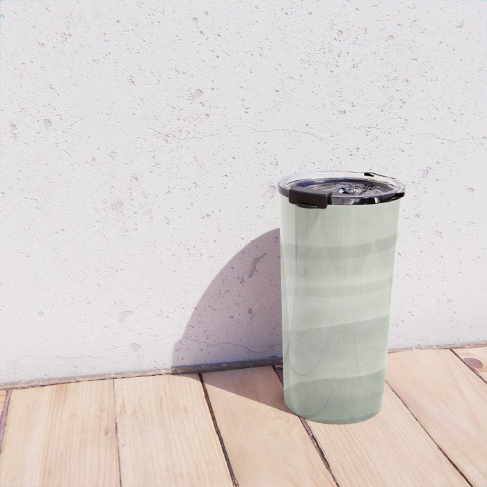Sage green abstract watercolor rainbow Travel Mug Gallery Image 4