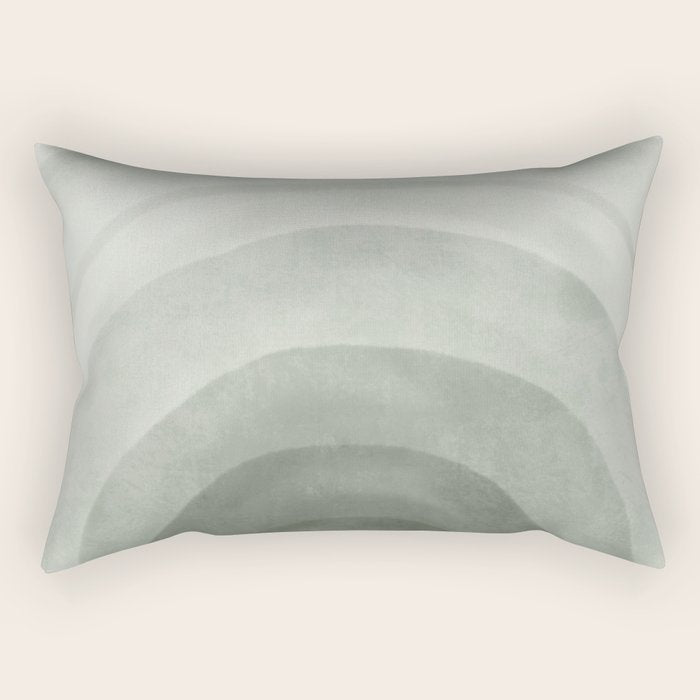 Sage green abstract watercolor rainbow Rectangular Pillow Gallery Image 1