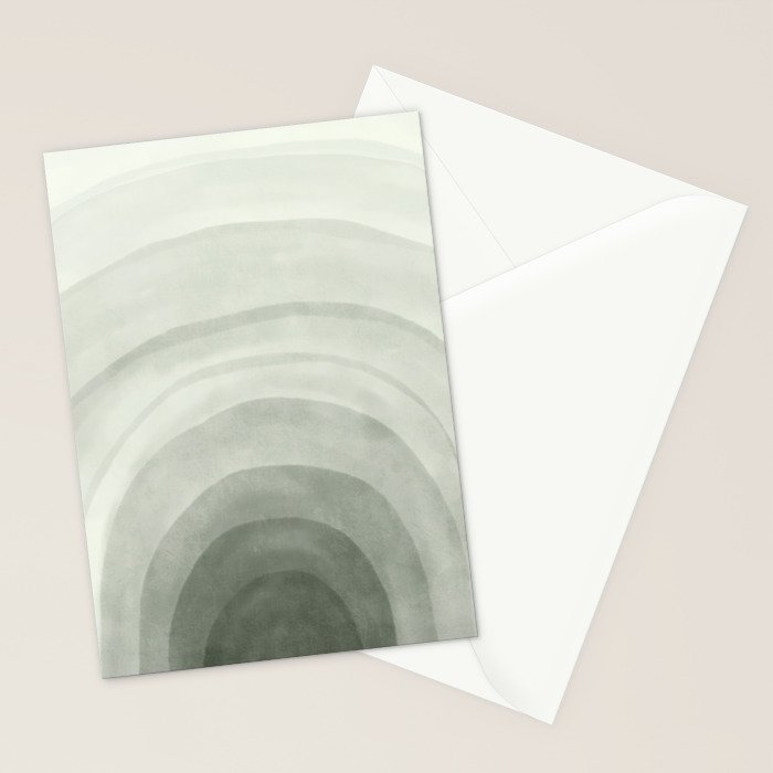 Sage green abstract watercolor rainbow Stationery Card Gallery Image 2