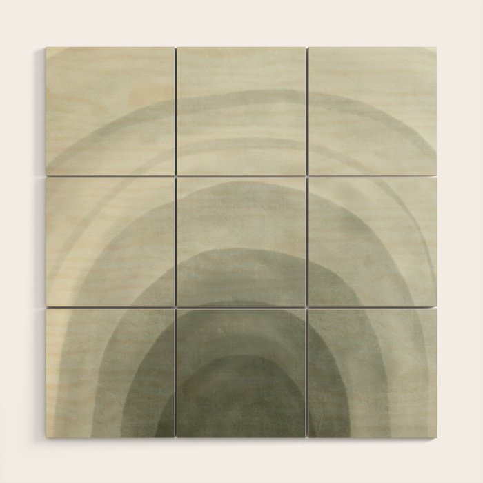 Sage green abstract watercolor rainbow Wood Wall Art Gallery Image 1
