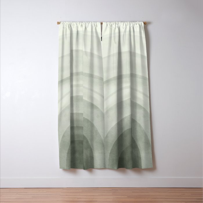 Sage green abstract watercolor rainbow Window Curtain Gallery Image 3