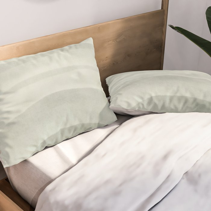 Sage green abstract watercolor rainbow Pillow Sham Gallery Image 2