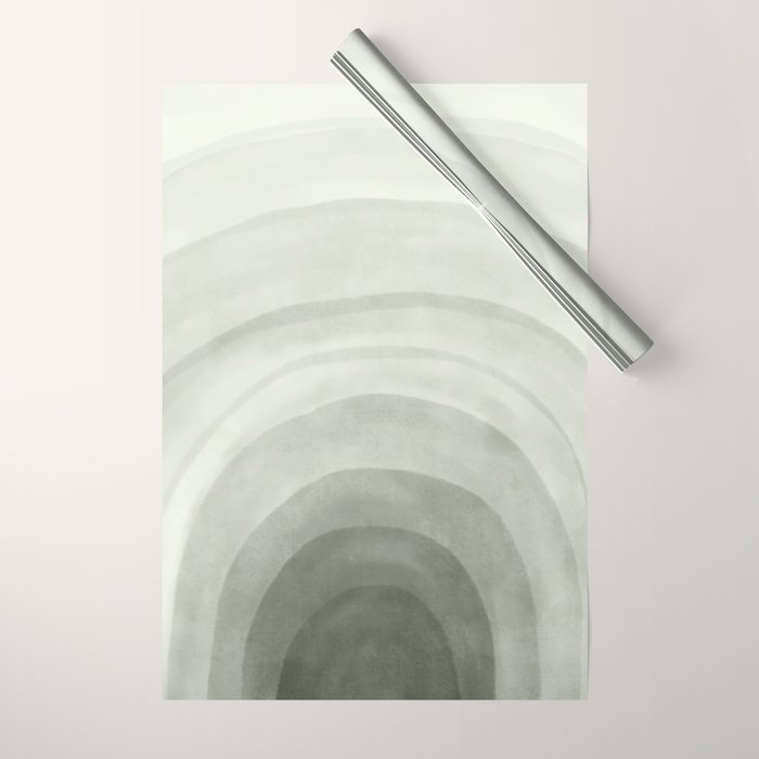 Sage green abstract watercolor rainbow Wrapping Paper Gallery Image 1