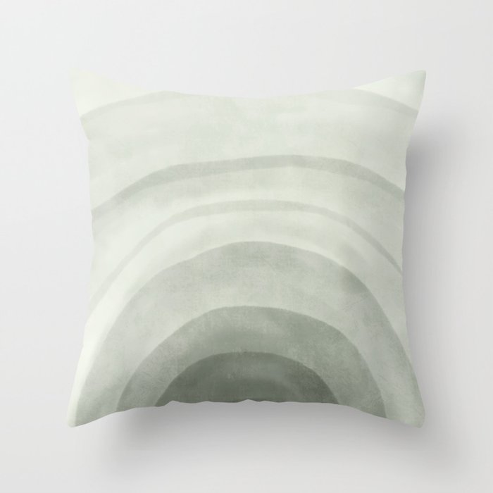 Sage green abstract watercolor rainbow Throw Pillow Gallery Image 6
