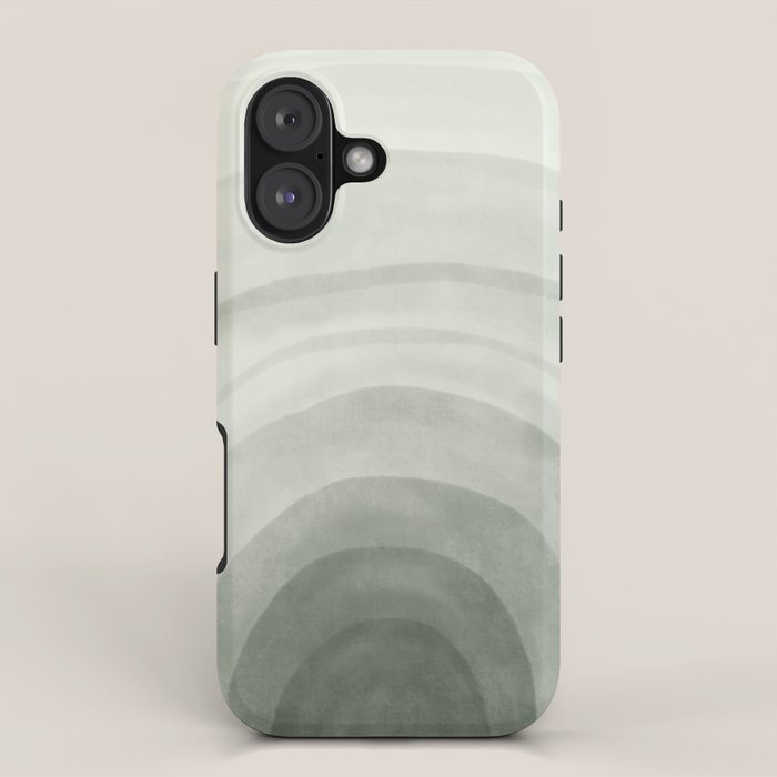 Sage green abstract watercolor rainbow iPhone Case Gallery Image 1