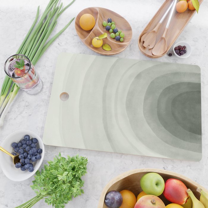 Sage green abstract watercolor rainbow Cutting Board Gallery Image 2