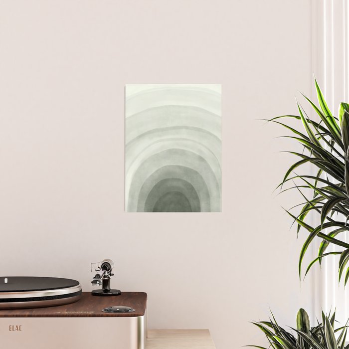 Sage green abstract watercolor rainbow Poster Gallery Image 2