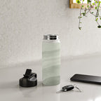 Sage green abstract watercolor rainbow Water Bottle Gallery Image 4