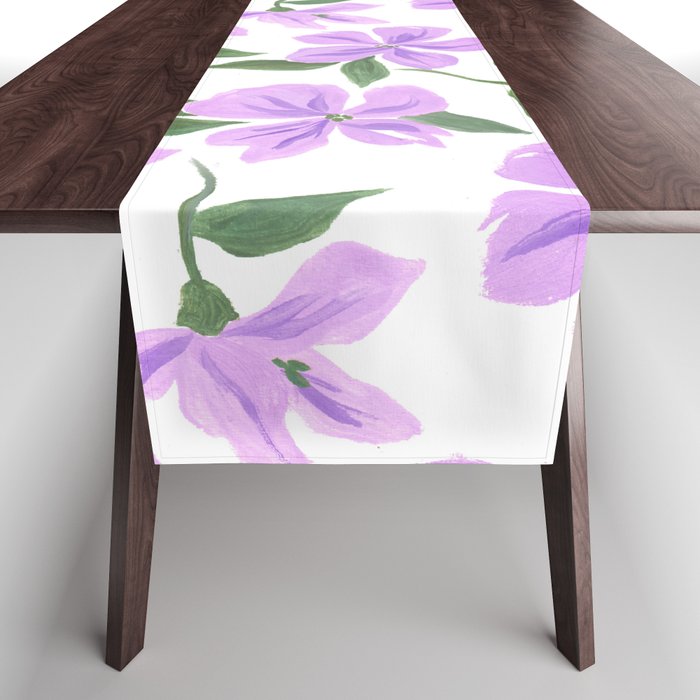 Lilac gouache flowers Table Runner Gallery Image 1