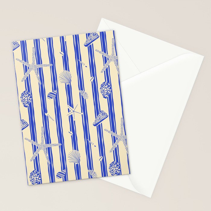Vintage marine sea shell summer art pattern Stationery Card Gallery Image 2