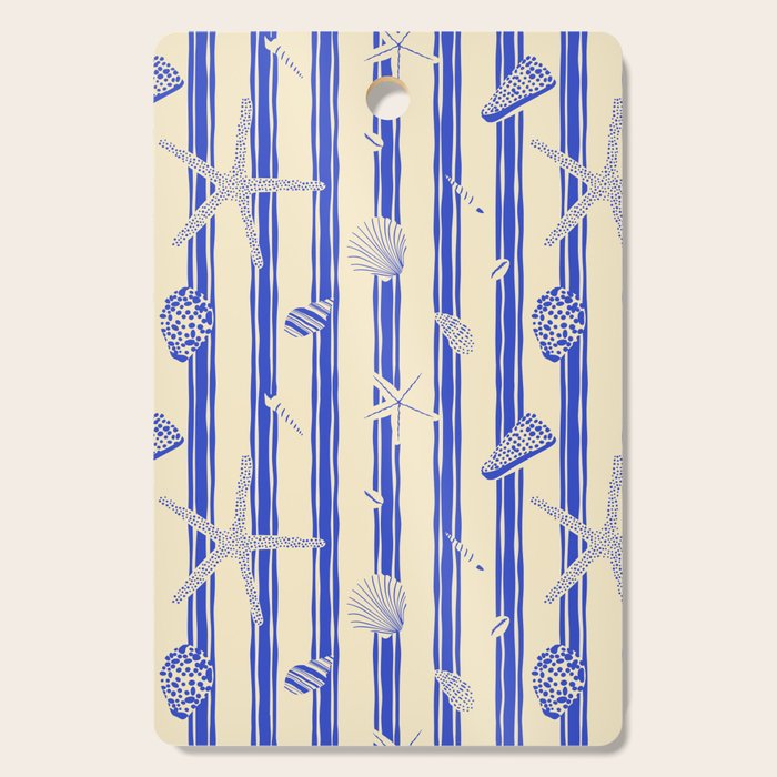 Vintage marine sea shell summer art pattern Cutting Board Gallery Image 1