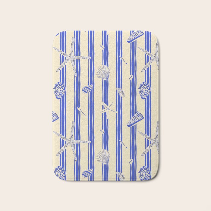 Vintage marine sea shell summer art pattern Bath Mat Gallery Image 1