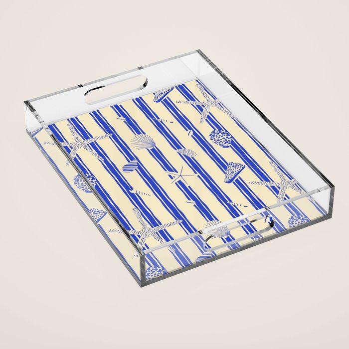 Vintage marine sea shell summer art pattern Acrylic Tray Gallery Image 1