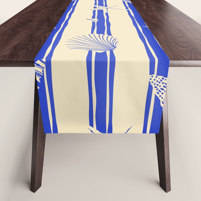 Vintage marine sea shell summer art pattern Table Runner Gallery Image 1