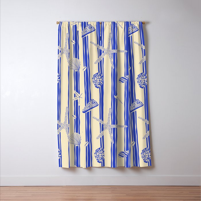 Vintage marine sea shell summer art pattern Window Curtain Gallery Image 3