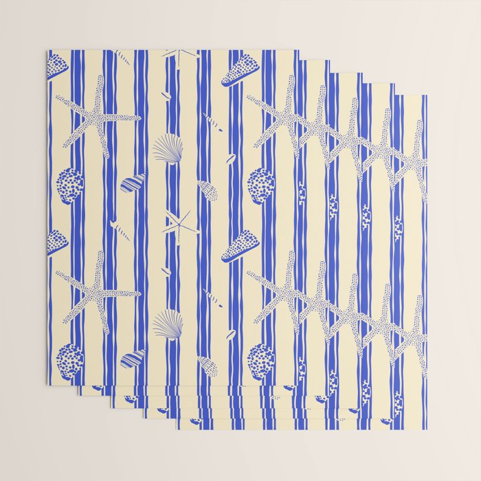 Vintage marine sea shell summer art pattern Wrapping Paper Gallery Image 3