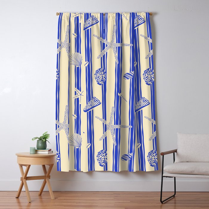 Vintage marine sea shell summer art pattern Window Curtain Gallery Image 5
