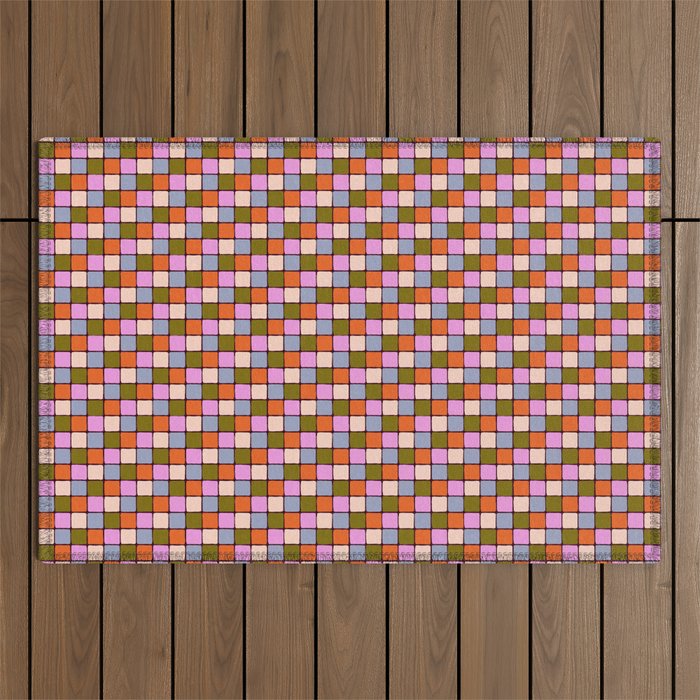 1970s Disco Dancefloor Checkerboard Pattern Outdoor Rug Gallery Image 1