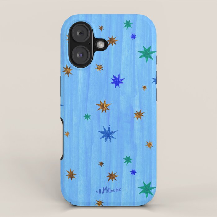 Celestial Star Twinkle in Blue Watercolor iPhone Case Gallery Image 1