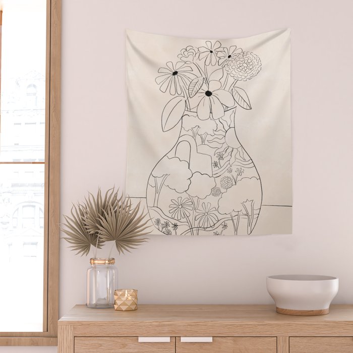 Flower Vase Wall Tapestry Gallery Image 2
