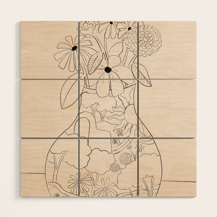 Flower Vase Wood Wall Art Gallery Image 1
