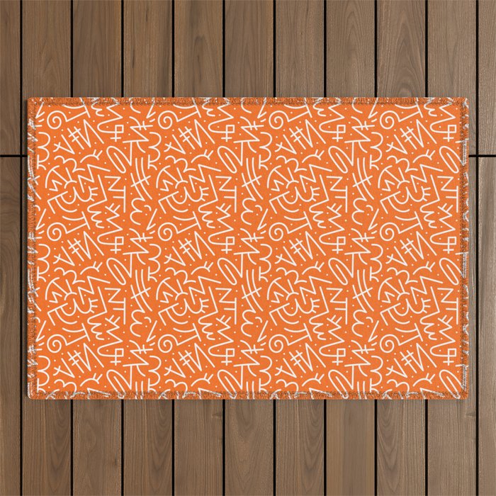 Colorful abstract fun line doodle art pattern Outdoor Rug Gallery Image 1
