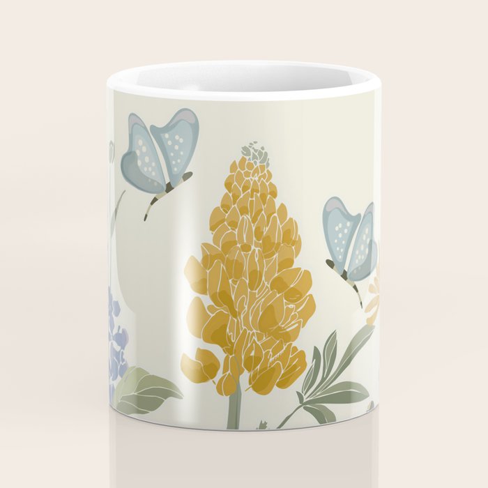 Wildflowers and Butterflies, Floral Prints, Yellow and Blue Coffee Mug Gallery Image 4