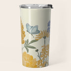 Wildflowers and Butterflies, Floral Prints, Yellow and Blue Travel Mug Gallery Image 2