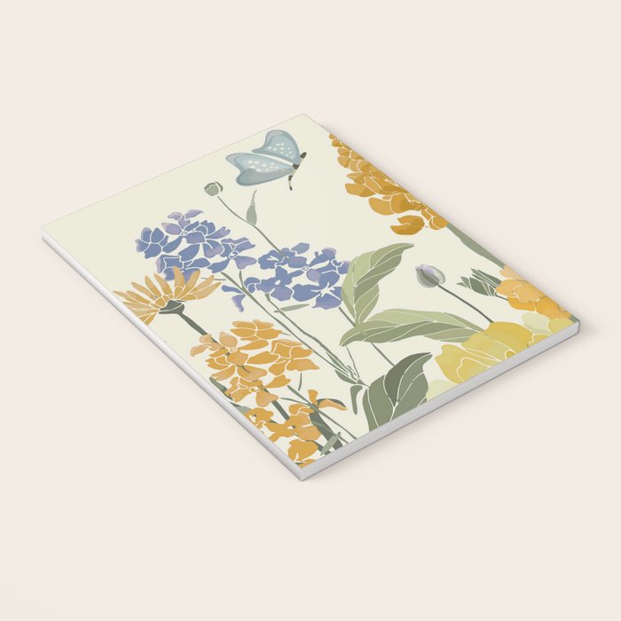 Wildflowers and Butterflies, Floral Prints, Yellow and Blue Notebook Gallery Image 3