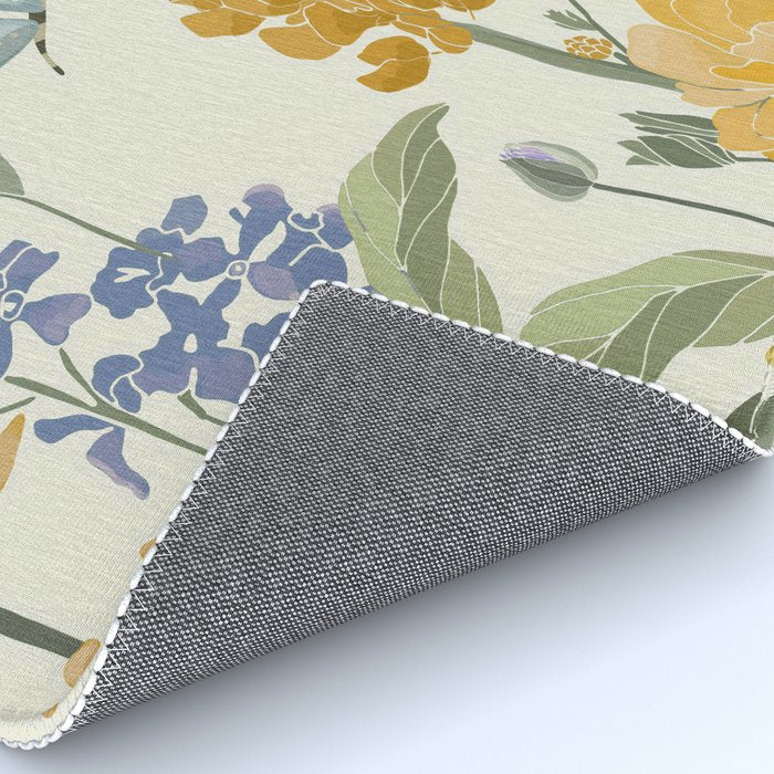 Wildflowers and Butterflies, Floral Prints, Yellow and Blue Rug Gallery Image 4