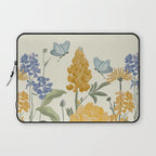 Wildflowers and Butterflies, Floral Prints, Yellow and Blue Laptop Sleeve Gallery Image 1