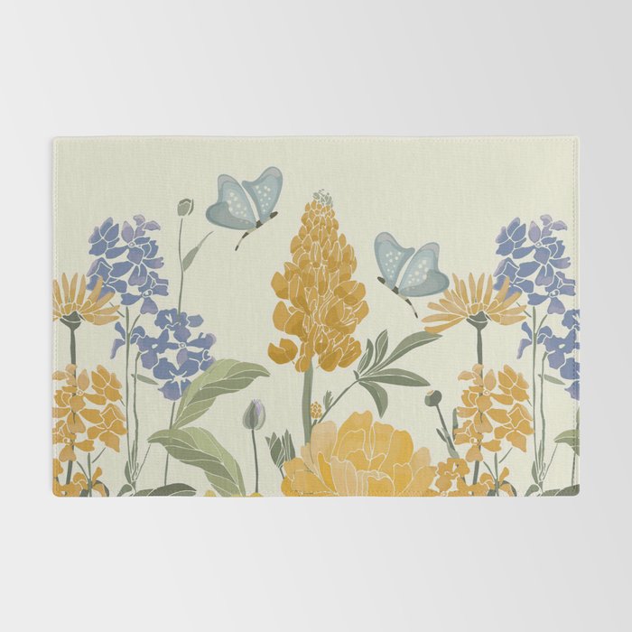 Wildflowers and Butterflies, Floral Prints, Yellow and Blue Rug Gallery Image 2