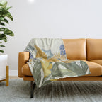 Wildflowers and Butterflies, Floral Prints, Yellow and Blue Throw Blanket Gallery Image 1