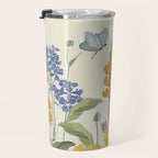 Wildflowers and Butterflies, Floral Prints, Yellow and Blue Travel Mug Gallery Image 3