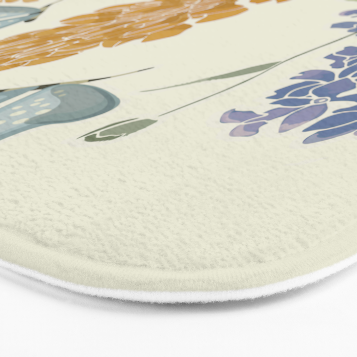 Wildflowers and Butterflies, Floral Prints, Yellow and Blue Bath Mat Gallery Image 3