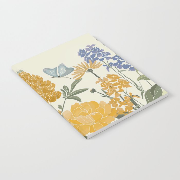 Wildflowers and Butterflies, Floral Prints, Yellow and Blue Notebook Gallery Image 2