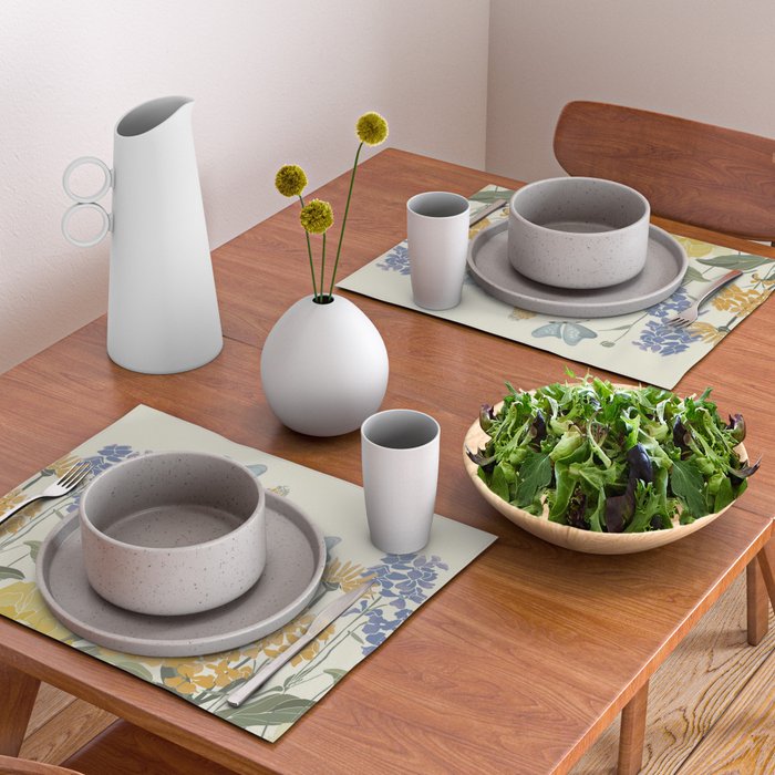 Wildflowers and Butterflies, Floral Prints, Yellow and Blue Placemat Gallery Image 2