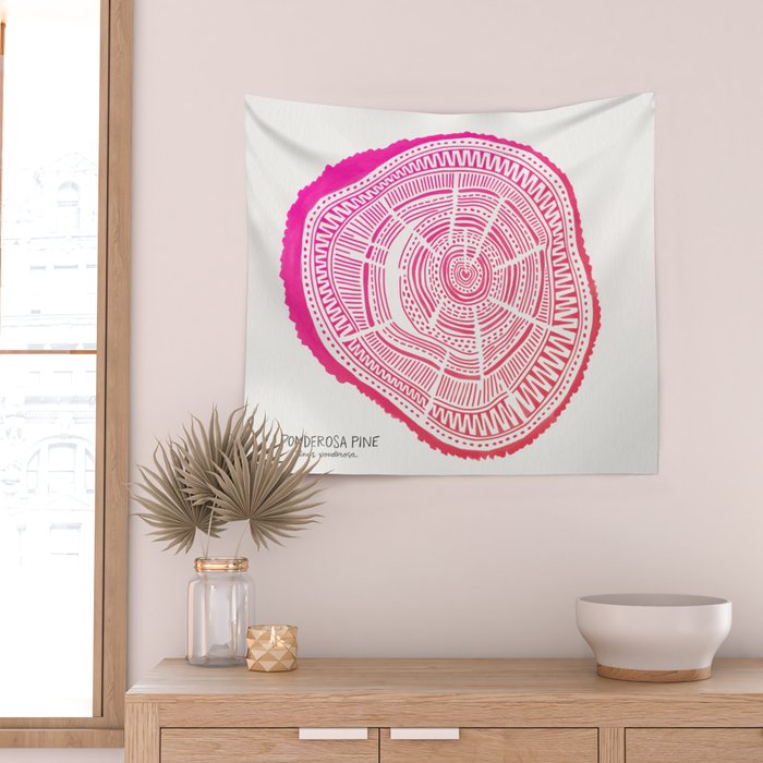 Ponderosa Pine - Pink OmbrÃ© Palette Wall Tapestry Gallery Image 2