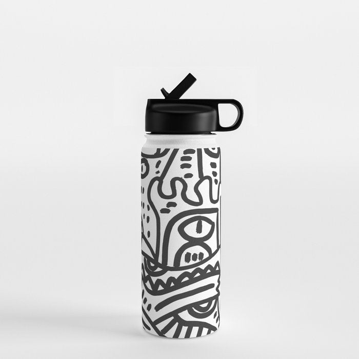 Black and White Street Art Graffiti King's Party Water Bottle Gallery Image 1