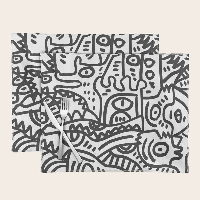 Black and White Street Art Graffiti King's Party Placemat Gallery Image 1