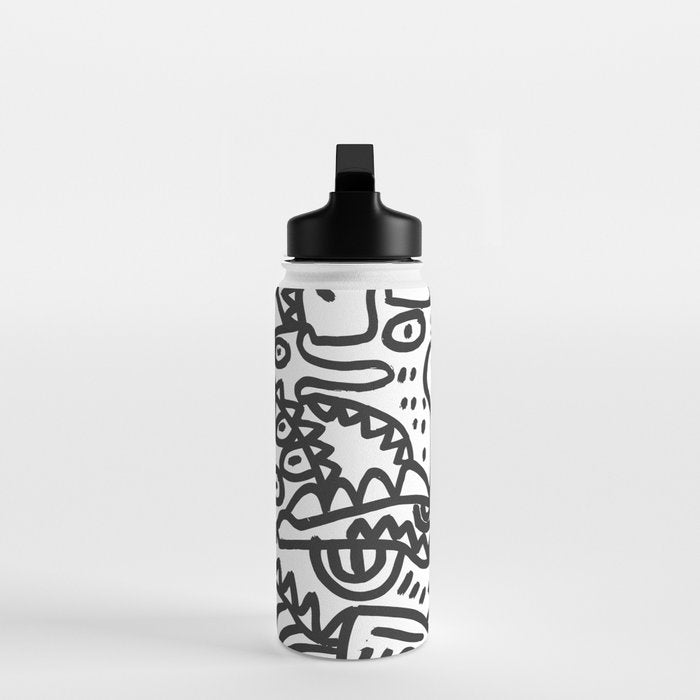 Black and White Street Art Graffiti King's Party Water Bottle Gallery Image 3