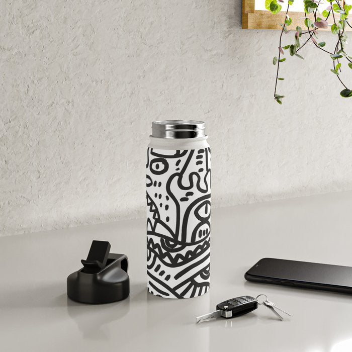Black and White Street Art Graffiti King's Party Water Bottle Gallery Image 4