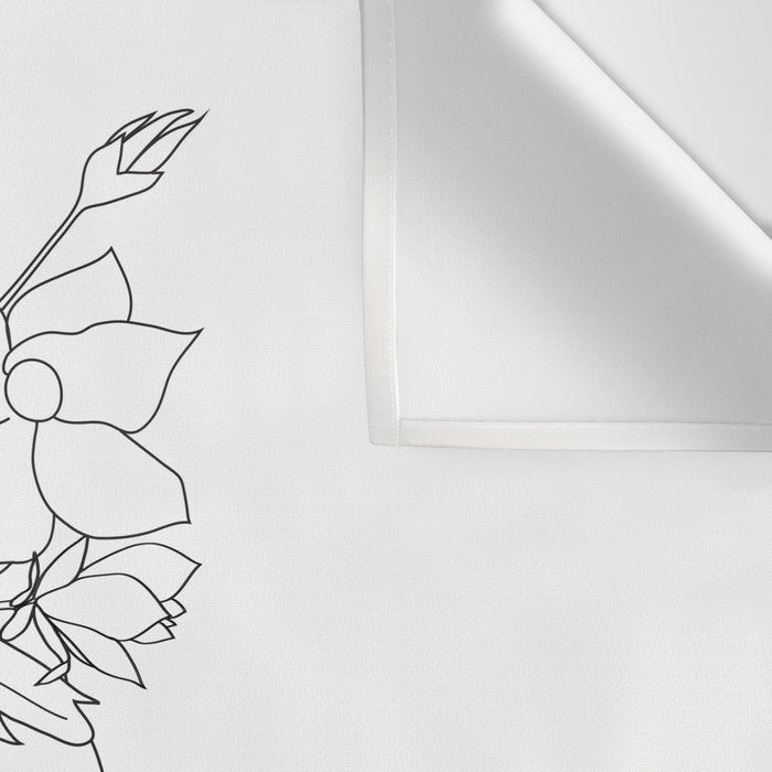 Minimal Line Art Woman with Magnolia Wall Tapestry Gallery Image 3